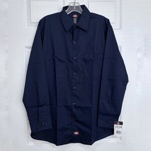 Dickies work shirt NEW Mens medium Pockets Navy blue Long sleeves Career Tough